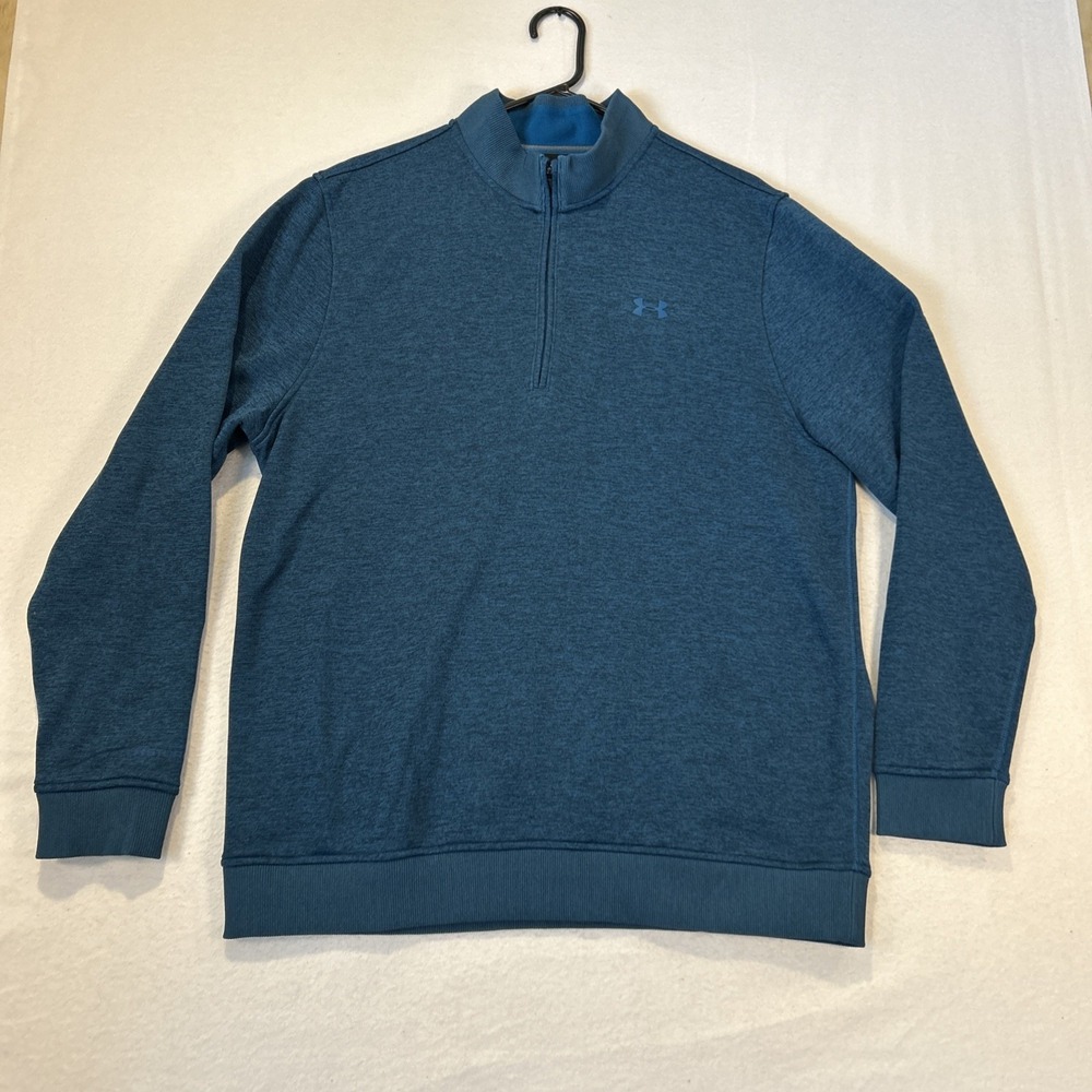 Under Armour Mens XL Teal ColdGear Storm 1/4 Zip Knit Pullover Sweater Jacket